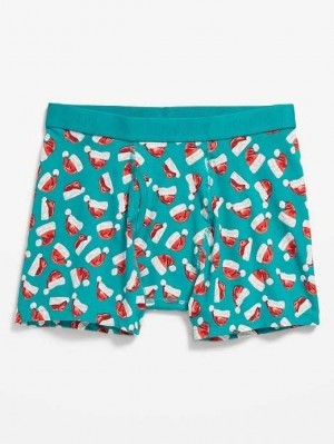Old Navy Soft-Washed Built-In Flex Printed Boxer-Brief Underwear Unterwäsche Herren Blau | 7640OJENF