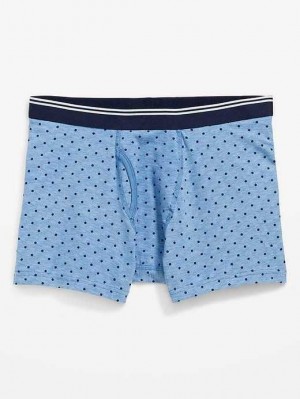 Old Navy Soft-Washed Built-In Flex Printed Boxer-Brief Underwear Unterwäsche Herren Blau | 8023BCSRK