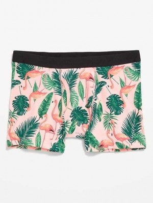 Old Navy Soft-Washed Built-In Flex Printed Boxer-Brief Underwear Unterwäsche Herren Rosa | 9673JOPRL