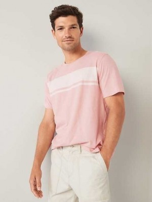 Old Navy Soft-Washed Center-Stripe T-Shirt T-shirts Herren Rosa | 5834OAMDG