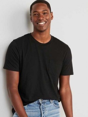 Old Navy Soft-Washed Chest-Pocket Crew-Neck T-Shirt T-shirts Herren Schwarz | 1385CZERO