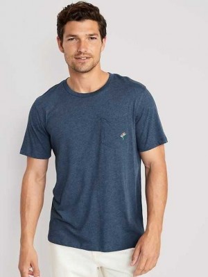 Old Navy Soft-Washed Crew-Neck Graphic-Pocket T-Shirt T-shirts Herren Navy Blumen | 5109LKIVM