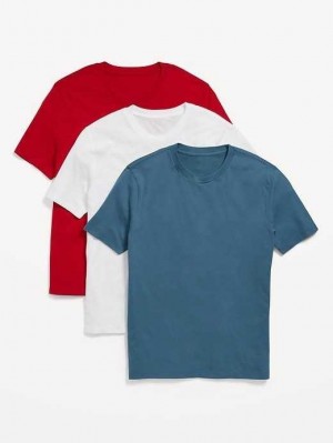 Old Navy Soft-Washed Crew-Neck T-Shirt 3-Pack T-shirts Herren Rot | 5267NCSLD