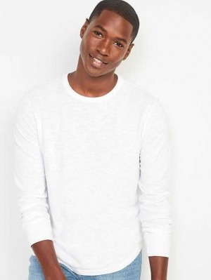 Old Navy Soft-Washed Curved-Hem Long-Sleeve T-Shirt T-shirts Herren Weiß | 1607EAZIX