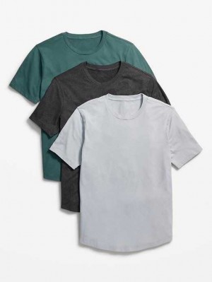 Old Navy Soft-Washed Curved-Hem T-Shirt 3-Pack T-shirts Herren Blau Hellblau | 6458XCQJR