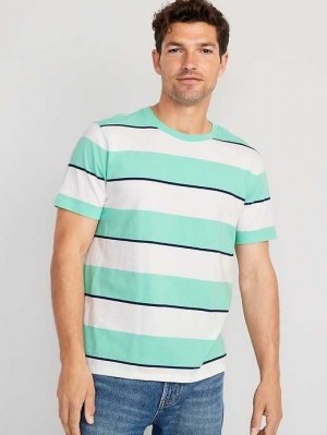 Old Navy Soft-Washed Gestreift T-Shirt T-shirts Herren Blau Grün | 7521SEYBL