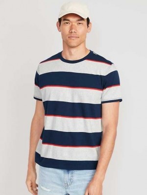 Old Navy Soft-Washed Gestreift T-Shirt T-shirts Herren Grau Navy | 7603UZPWT