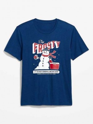 Old Navy Soft-Washed Graphic T-Shirt T-shirts Herren Blau | 2841BILHG