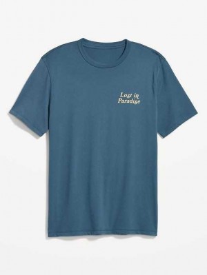 Old Navy Soft-Washed Graphic T-Shirt T-shirts Herren Blau | 8065XNEAM