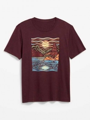 Old Navy Soft-Washed Graphic T-Shirt T-shirts Herren Raisin Arizona | 1038FKRYC