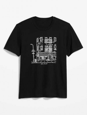 Old Navy Soft-Washed Graphic T-Shirt T-shirts Herren Schwarz | 1250FYXUT