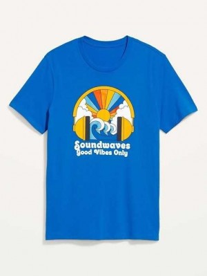 Old Navy Soft-Washed Graphic T-Shirt T-shirts Herren Soundwaves Good Vibes Only | 1435WIFZR