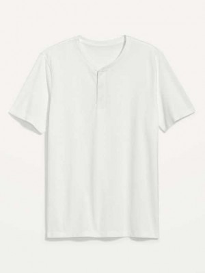 Old Navy Soft-Washed Kurzes-Sleeve Henley T-Shirt T-shirts Herren Weiß | 2543JGCXW