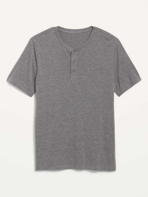 Old Navy Soft-Washed Kurzes-Sleeve Henley T-Shirt T-shirts Herren Grau | 4893LIWSP