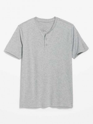 Old Navy Soft-Washed Kurzes-Sleeve Henley T-Shirt T-shirts Herren Grau | 6037QUTJL