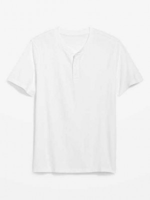 Old Navy Soft-Washed Kurzes-Sleeve Henley T-Shirt T-shirts Herren Weiß | 9752PLMFD