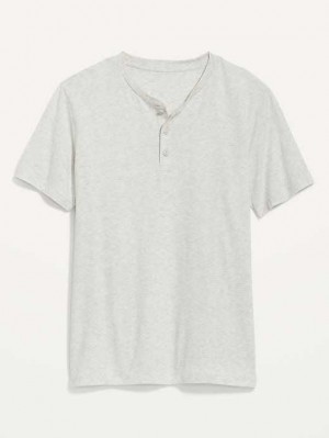 Old Navy Soft-Washed Kurzes-Sleeve Henley T-Shirt T-shirts Herren Beige | 9861GBFYX