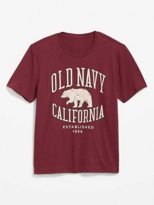 Old Navy Soft-Washed Logo T-Shirt T-shirts Herren Rot Bordeaux | 8426VFXIS