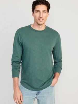 Old Navy Soft-Washed Long-Sleeve Curved-Hem T-Shirt T-shirts Herren Grau | 8576JYUEA