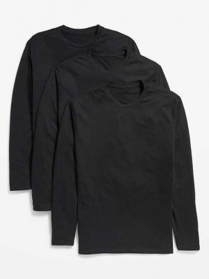 Old Navy Soft-Washed Long-Sleeve T-Shirt 3-Pack T-shirts Herren Blackjack | 4710KZSHY