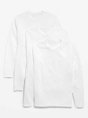 Old Navy Soft-Washed Long-Sleeve T-Shirt 3-Pack T-shirts Herren Weiß | 0968MRZUE