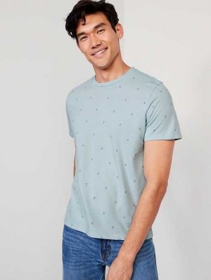 Old Navy Soft-Washed Printed Crew-Neck T-Shirt T-shirts Herren Blau | 3078EJLFR