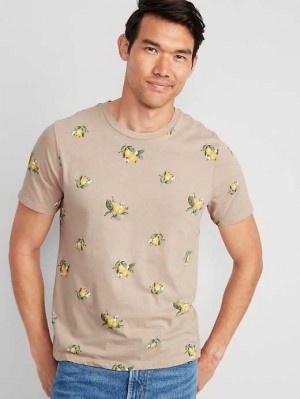 Old Navy Soft-Washed Printed Crew-Neck T-Shirt T-shirts Herren Lemonade | 4958MYOBL