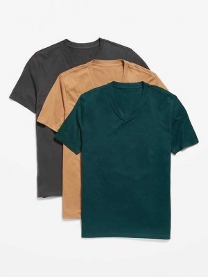 Old Navy Soft-Washed V-Neck T-Shirt 3-Pack T-shirts Herren Türkis | 6784NVWUX