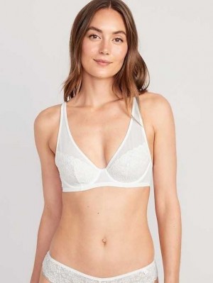 Old Navy Spitze-Paneled Mesh Underwire Plunge Bra BHs Damen Hellblau | 5230SCFTQ