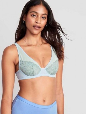 Old Navy Spitze-Paneled Mesh Underwire Plunge Bra BHs Damen Rainy Season | 6547TRWFZ