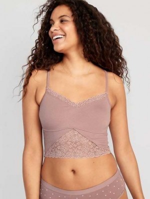 Old Navy Spitze-Paneled Rib-Knit Brami Top Unterwäsche Damen Rosa Hellblau | 7836FCQYA