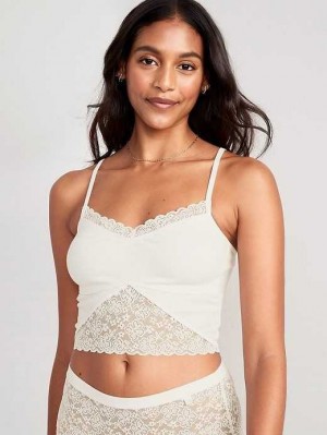 Old Navy Spitze-Paneled Rib-Knit Brami Top Unterwäsche Damen Hellblau | 8054CVQOF