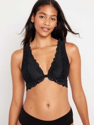 Old Navy Spitze Front-Close Bralette Top BHs Damen Schwarz | 0546HGZID