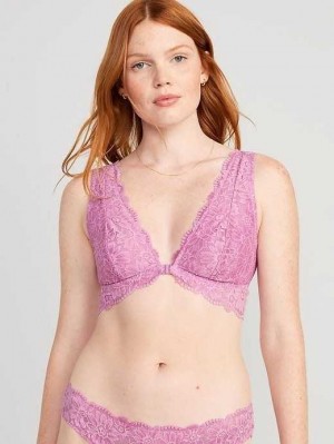 Old Navy Spitze Front-Close Bralette Top BHs Damen Lila | 6035IPBCU