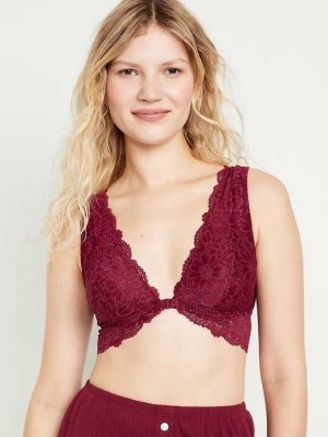 Old Navy Spitze Front-Close Bralette Top BHs Damen Rot Bordeaux | 6874BMTJF