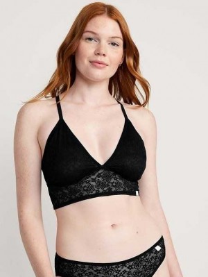 Old Navy Spitze Longline Racerback Bralette BHs Damen Schwarz | 1478CLROU