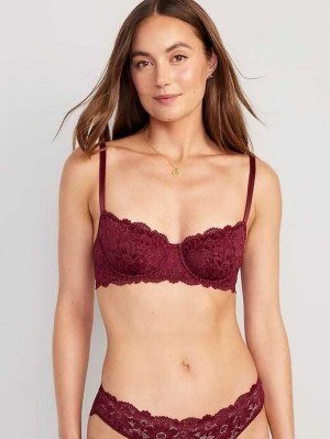 Old Navy Spitze Underwire Balconette Bra BHs Damen Rot Bordeaux | 7301OTPEN
