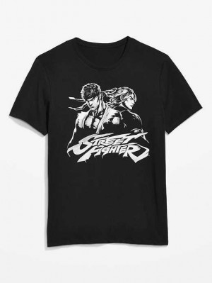 Old Navy Street Fighter Gender-Neutrale T-Shirt T-shirts Herren Schwarz | 2518CIYFW
