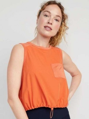 Old Navy StretchTech Cinched-Hem Cropped Top Lauftop Damen Starfish | 2307XKSAL