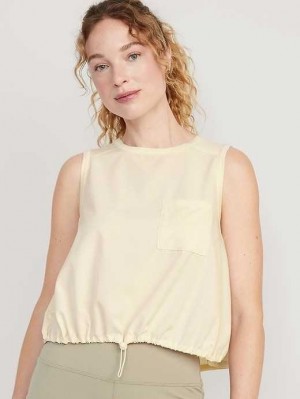Old Navy StretchTech Cinched-Hem Cropped Top Lauftop Damen Cozy Cashmere | 5081IYKXT
