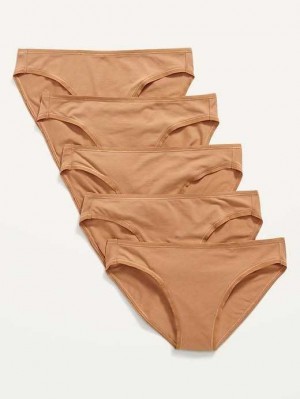 Old Navy Supima Baumwoll-Blend Bikini Underwear 5-Pack Unterwäsche Damen Beige | 1902XBQGJ