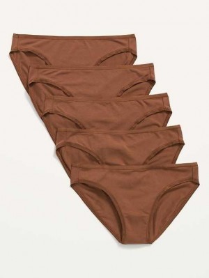 Old Navy Supima Baumwoll-Blend Bikini Underwear 5-Pack Unterwäsche Damen Maplewood | 3728GHUJY