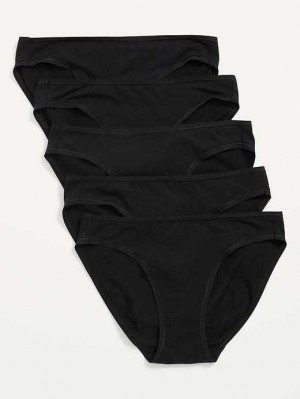 Old Navy Supima Baumwoll-Blend Bikini Underwear 5-Pack Unterwäsche Damen Schwarz | 4261EWRXA