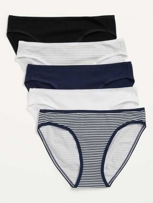Old Navy Supima Baumwoll-Blend Bikini Underwear 5-Pack Unterwäsche Damen Stripes | 9507ZTWFX