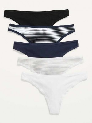 Old Navy Supima Baumwoll-Blend Tanga Underwear 5-Pack Unterwäsche Damen Stripes | 4872CZHRU