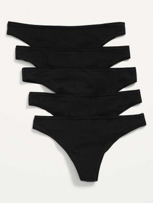 Old Navy Supima Baumwoll-Blend Tanga Underwear 5-Pack Unterwäsche Damen Schwarz | 6729IQTKU