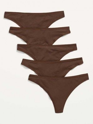 Old Navy Supima Baumwoll-Blend Tanga Underwear 5-Pack Unterwäsche Damen Dunkel | 1283JBRWN