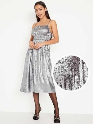 Old Navy Taille-Defined Cami Midi Kleider Kleid Damen Silber | 6129NCUKL