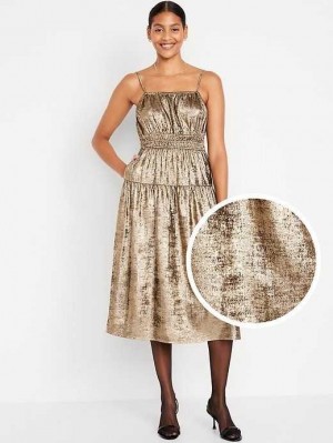 Old Navy Taille-Defined Cami Midi Kleider Kleid Damen Gold | 8693RUCBD
