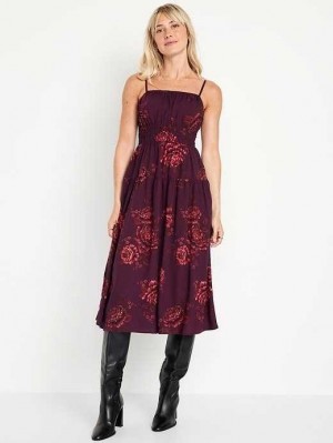 Old Navy Taille-Defined Cami Midi Kleider Kleid Damen Bordeaux | 8765BRZSQ